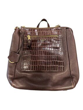 Radley London Brown Croc Embossed Leather Backpack Zip Top